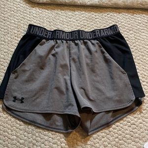 Grey and Black Under Amor Shorts with Pockets